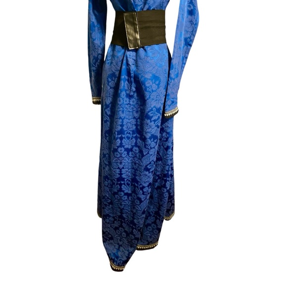 💙 Vtg Blue Brocade Victorian Maxi Gown Gown | S - Picture 10 of 11